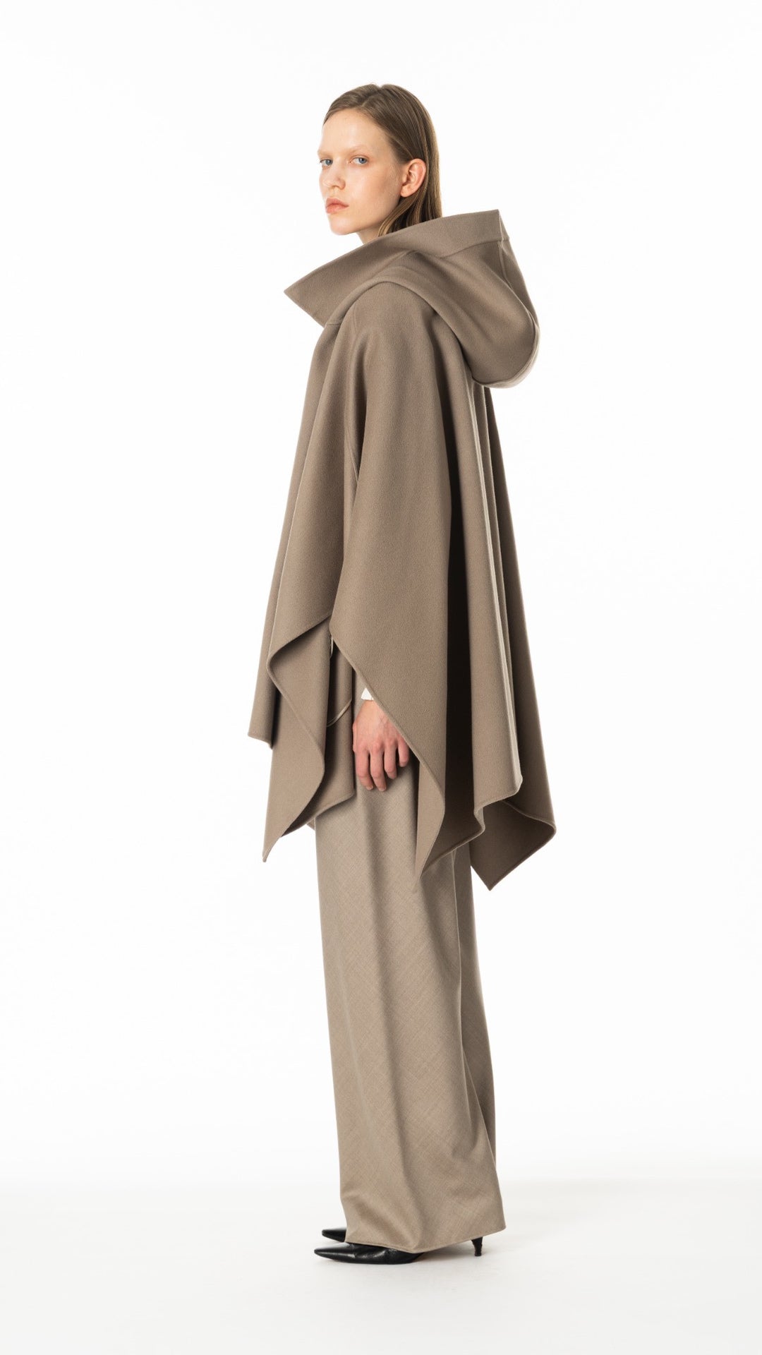 フーディーケープ カシミヤ5％ トープ
