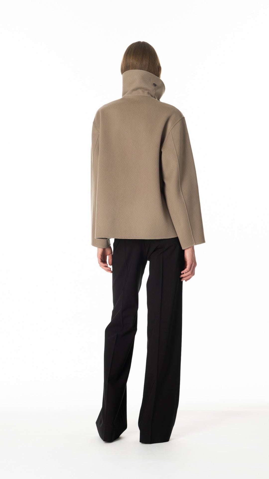 ショートダッフルコート カシミヤ5％ トープ